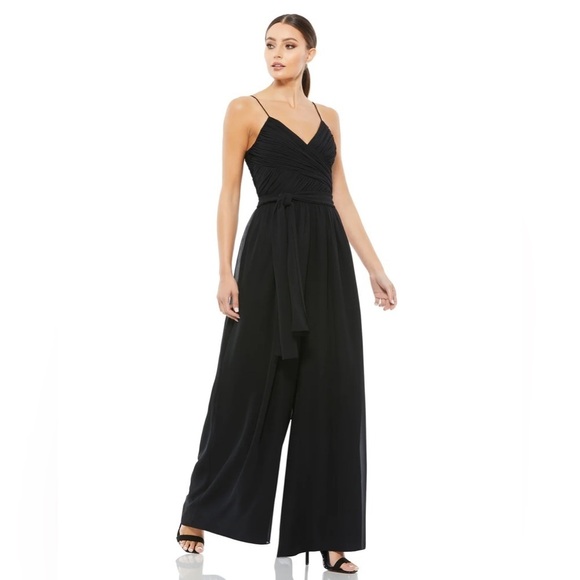 Mac Duggal 2651 RUCHED SLEEVELESS TIE JUMPSUIT - Picture 1 of 6